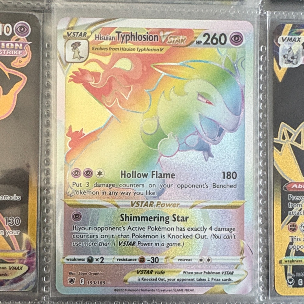 Hisuian Typhlosion VSTAR Rainbow Holographic Pokémon Card 193/189